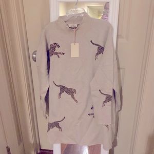 Entro Oversized Mockneck Leopard Print Sweater. Sz XL